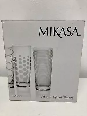 Buy Mikasa Cheers Set Of 4 High Ball Crystal Glasses 550 Ml Precision-etched Design • 27.50£