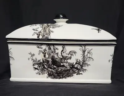 Buy * VERY RARE* AUV2 By Aux Au Provence Bread Box With Lid Toile Black & White • 361.06£