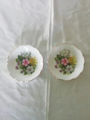 Buy Pair Of Vintage Royal Grafton Fine Bone China Country Flowers Pin Dish 10cm • 3.99£