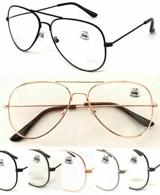 Buy Reading Glasses Aviators SunReader OR Clear OR Bifocal Metal Pilot Stylish R3025 • 6.99£