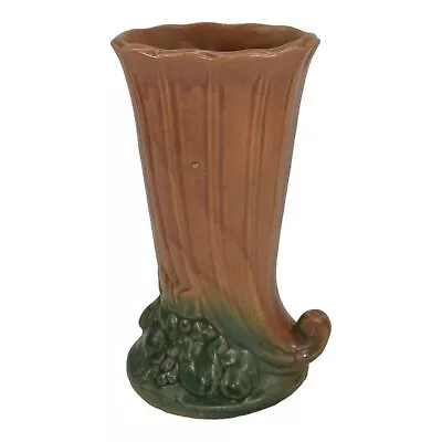 Buy McCoy 1930s Vintage Art Pottery Leaves And Berries Brown Green Ceramic Vase 15 • 86.44£