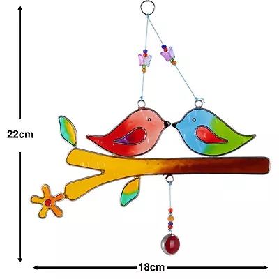 Buy Birds Owls Colourful Light Glass Effect Hanging Suncatcher Kitchen Garden Mobile • 5.60£