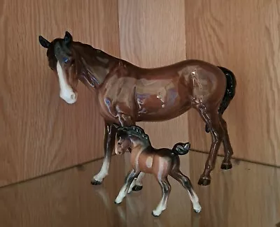 Buy Beswick Mare Facing Left Vintage Porcelain Model 976 And Gambolling Foal A/F • 9.99£