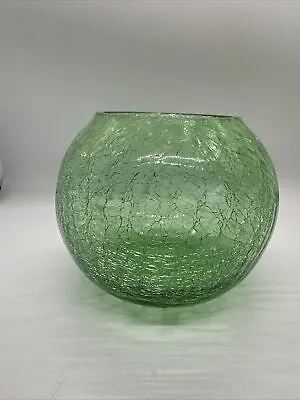 Buy Vintage Blenko Light Green Crackle Glass Ivy Vase Hand-Blown.. • 22.19£