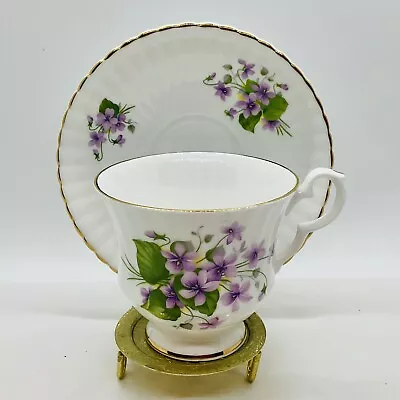 Buy Royal Windsor Purple Violets/Violas Footed Tea Cup&Saucer Bone China England VTG • 14.17£