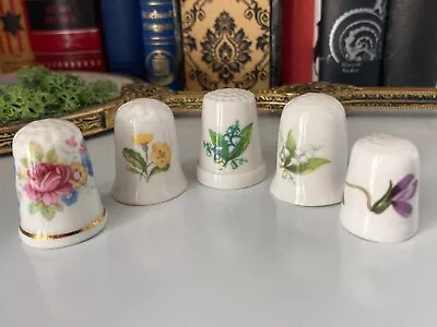 Buy 5x Various Flowers/Floral Bone China Thimbles. Olde England Hammersley. • 2.50£