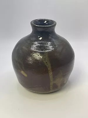 Buy Studio Art Pottery Salt Glazed Earth Tone Color Jar Vase 4.5  Tall Artist Signed • 22.67£