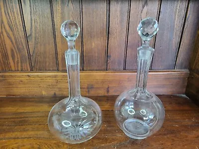 Buy Two Antique Cut Glass Spirit Wine Decanters - SOLD AS SEEN • 15£