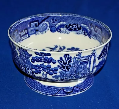Buy Vintage Crown Pottery John Tams Ltd Willow Pattern Footed Bowl, 20cms Diameter • 16.99£
