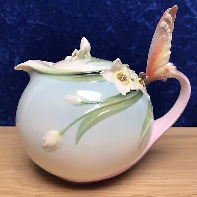 Buy Vintage FRANZ Porcelain, Jen Woo, Papillon Butterfly Handled Teapot EXC • 44.99£