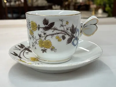 Buy Antique Limoges French Porcelain Butterfly Handle Cup And Saucer  • 43.16£