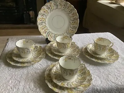 Buy Antique Victorian China Tea Set - 4 Trios And Cake Plate • 22£