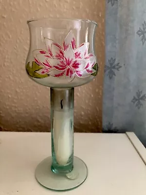 Buy Candle Holders Vintage Hand Painted Floral Wine Glass • 14.99£