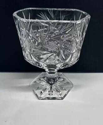Buy Vintage Glass Crystal Cut Pinwheel 4”Vase Mid Century Modern Bohemian-Grandma • 14.21£