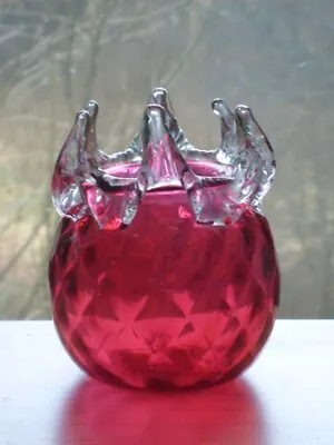 Buy A Nice Antique Honeycomb Moulded Cranberry Glass Vase C1890 VGC • 21£