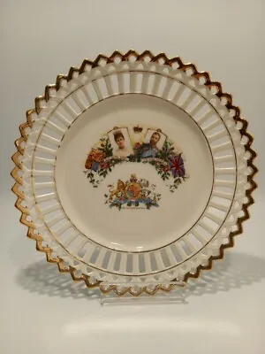 Buy Antique Commemorative China Ribbon Plate - George V & Mary Coronation 1911 • 20£