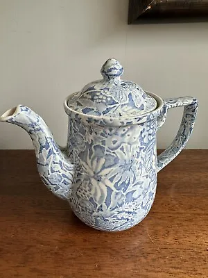 Buy Scilla By Lillian Delevoryas Burleigh Staffordshire Blue & White Coffee Pot • 18£