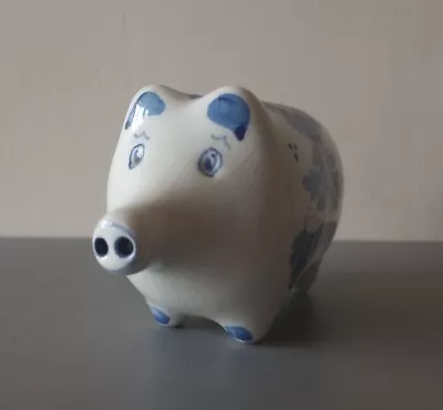 Buy Unusual Vintage DELFT Holland Handpainted Pig Blue & White Piggy Bank Money Box • 12£