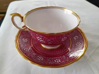 Buy Fine Bone China Crown Staffordshire Red And Gold Cup And Saucer • 4.25£