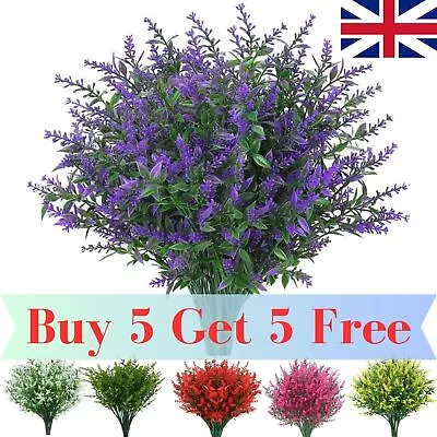 Buy Artificial Flowers Plastic Fake Plants UV Resistant Home In Outdoor Garden Decor • 2.21£