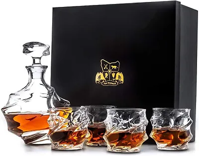 Buy W VAN DAEMON Whisky Decanter 750ml & Set Of 4 Whiskey Glasses 300ml | NEW BOXED • 39.98£