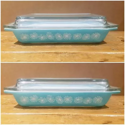 Buy Vintage JAJ Pyrex Turquoise Blue Daisy Space Saver Dish With Lid VGC • 30£
