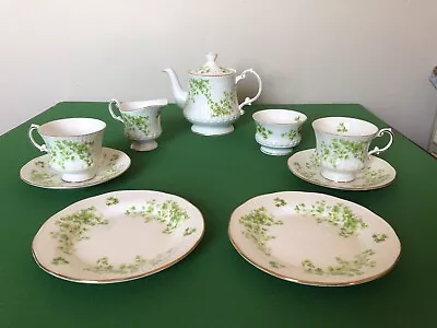 Buy Vintage Elizabethan Fine Bone China  Green Leaf Sprays  Full Tea Set • 120£