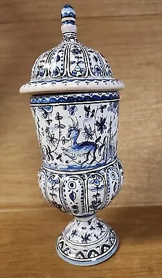 Buy Antique Apothecary Jar  Portugal Blue & White Porcelain Estrela De Conimbriga • 191.41£