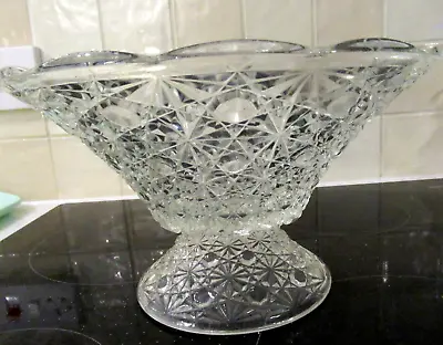 Buy Vintage Luxhem De Veropa Crystal Cut Glass Daisy & Button Design Pedestal Bowl. • 14.99£