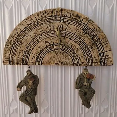 Buy Bernard ROOKE Pottery Wall Clock Plaque,  Unusual Music Theme Design VGC • 15£