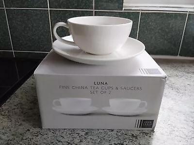 Buy John Lewis Luna Set Of 2 Fine China Tea Cups And Saucers 260ml • 22.99£