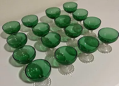 Buy 16 Vintage Anchor Hocking “Boopie Bubble” Forest Green Sherbet Glasses • 166.98£