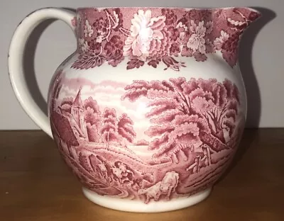 Buy Enoch Woods & Sons Pink English Scenery 16oz Pitcher Woods Ware Glazed Pottery • 34.14£