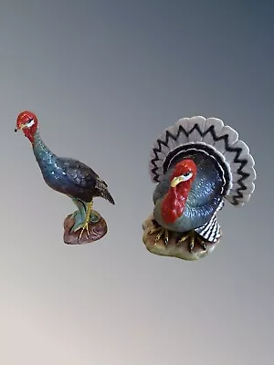 Buy Pair 9” Ceramic Turkey Figurine, Made In Italy, Capodimonte Style • 18£