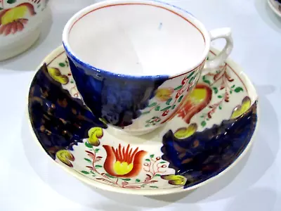 Buy *antique Stafordshire Gaudy Ware Tulip Welsh Coffee Cup And Saucer, • 4.99£