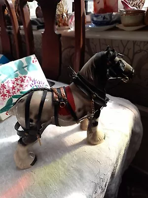 Buy Large  Figure - Clydesdale Horse Vintage Dappled Shire Horse With Brass Harness  • 9.50£
