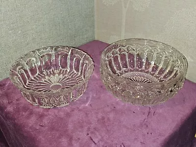 Buy Vintage Pair Of Cut Crystal Glass Serving Bowls - For Trifle, Fruit, Etc. • 3.99£