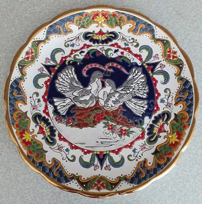 Buy Faros Keramik, Paradissi, Rhodes HandMade Greece 24 Carat Gold Love Birds Plate • 12.75£