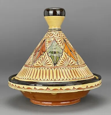 Buy Vintage Traditional MOROCCAN Hand Painted Hand Carved POTTERY TAGINE - 1186g • 29.95£