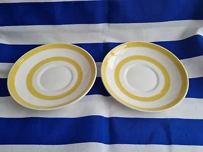 Buy Two Yellow And White TG Green Cornishware Saucers Unused Condition! Green Shield • 8£