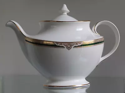 Buy Vintage Royal Doulton FORSYTH 1991 Large Teapot H5197 White Green & Gold Seconds • 85£