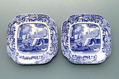 Buy 2 X  Copeland Spode's Blue Italian Square Side Plates 16cm, Dated July 32 - RARE • 36£