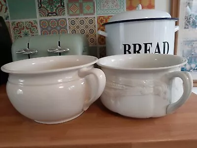 Buy Two Vintage White Pottery Chamber Pots/planters One Sadler • 8£