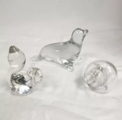 Buy Wedgwood Clear Glass Paperweight Bundle X 3 Seal, Squirrel & Snail Shell. -W51 • 25£