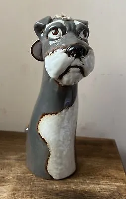 Buy BNWT Village Pottery Top Dog Schnauzer Ceramic Vase Ornament 26cm High • 22£