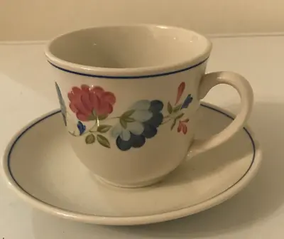 Buy Bhs Priory - Blue Floral Vintage Ironstone Tableware - Cup And Saucer • 3£