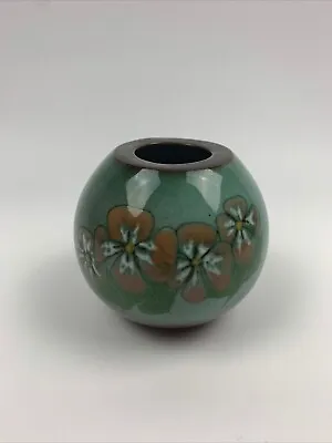 Buy Vintage The Guernsey Pottery Vase Floral Studio Green Glaze Mid Century • 23.99£