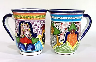 Buy Talavera Hernandez Pue Mugs Mexico Folk Art Signed (Set Of 2) Hand Painted • 22.73£