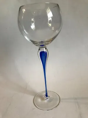 Buy Orrefors Intermezzo 10.5” Cobalt Blue Encased Teardrop Goblet • 39.76£