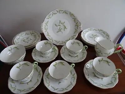 Buy Vintage Royal Standard 'second Wind' Delicate Green/yellow Large Tea Set, Rare • 28.35£